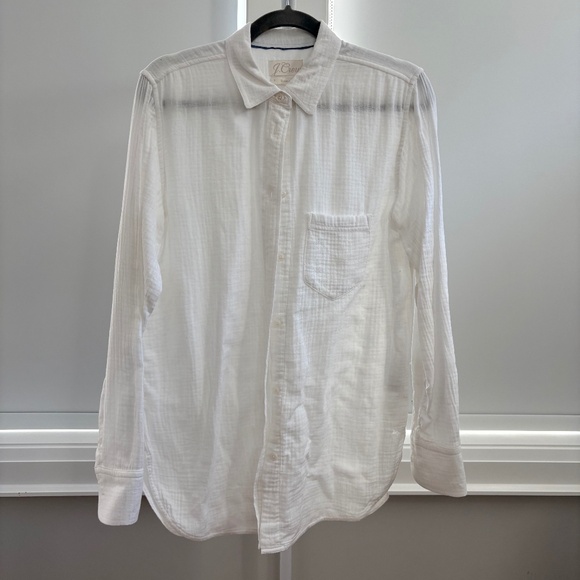 J. Crew Tops - J.Crew White 100% Cotton Classic Button Down Shirt Sz 2